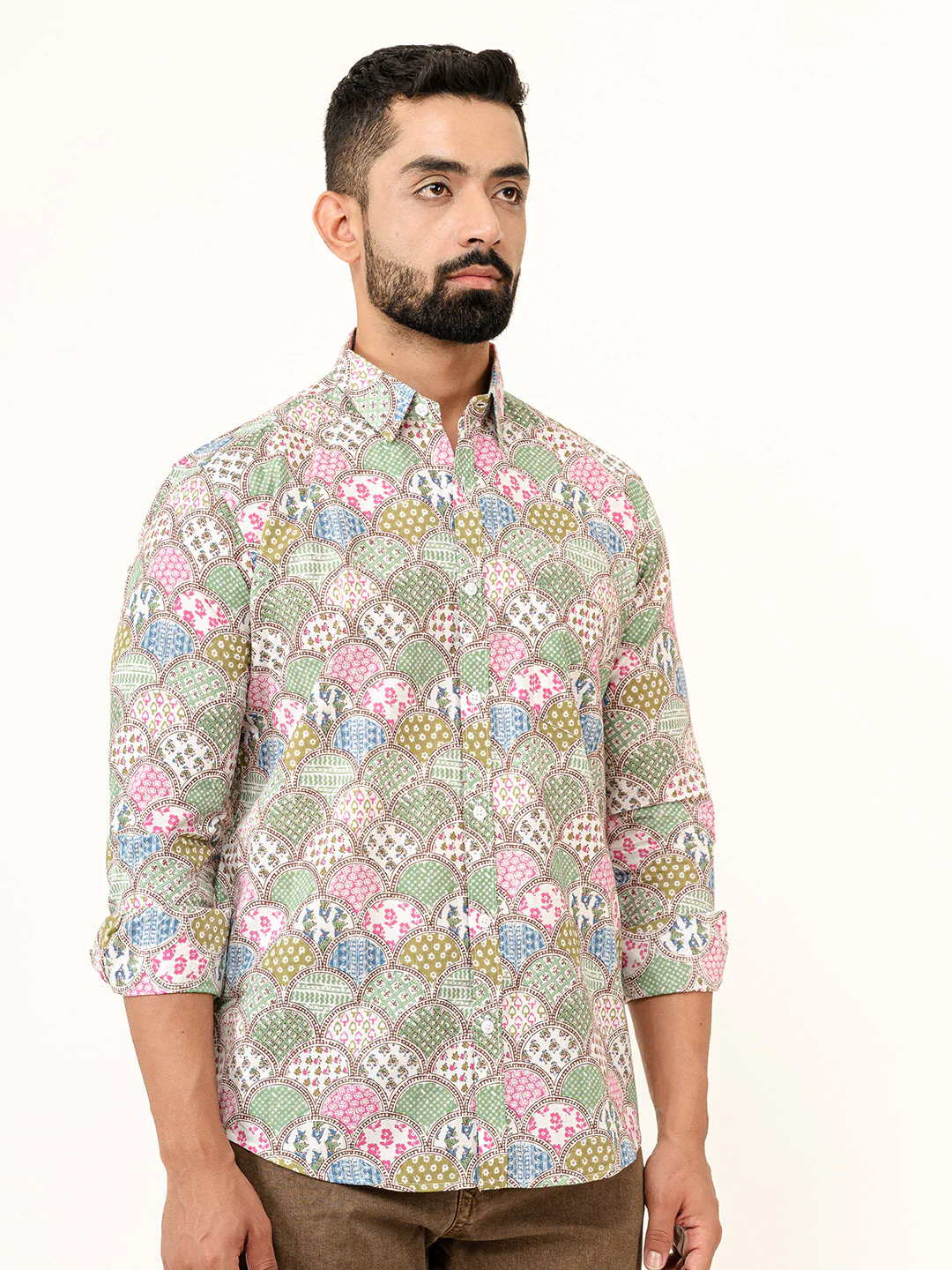 Multicolor Full Sleeves Cotton Printed Shirt - Image 3