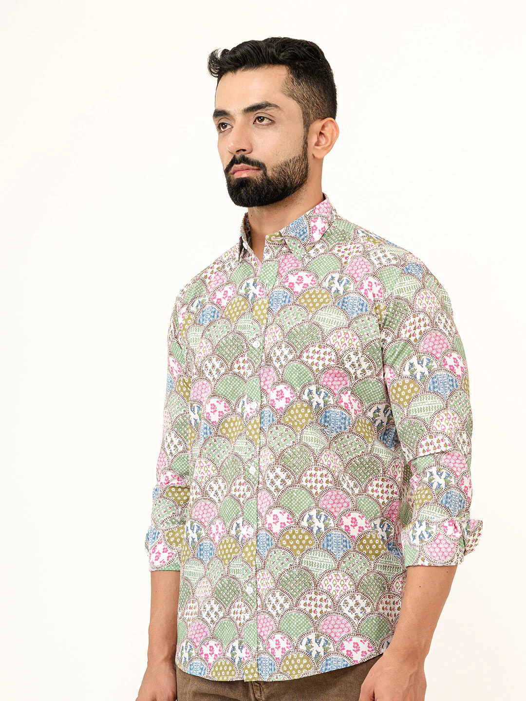 Multicolor Full Sleeves Cotton Printed Shirt - Image 4