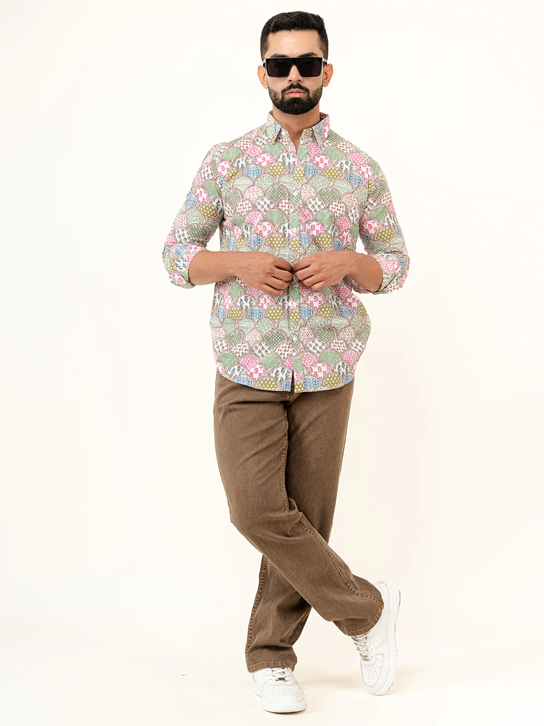 Multicolor Full Sleeves Cotton Printed Shirt - Image 6