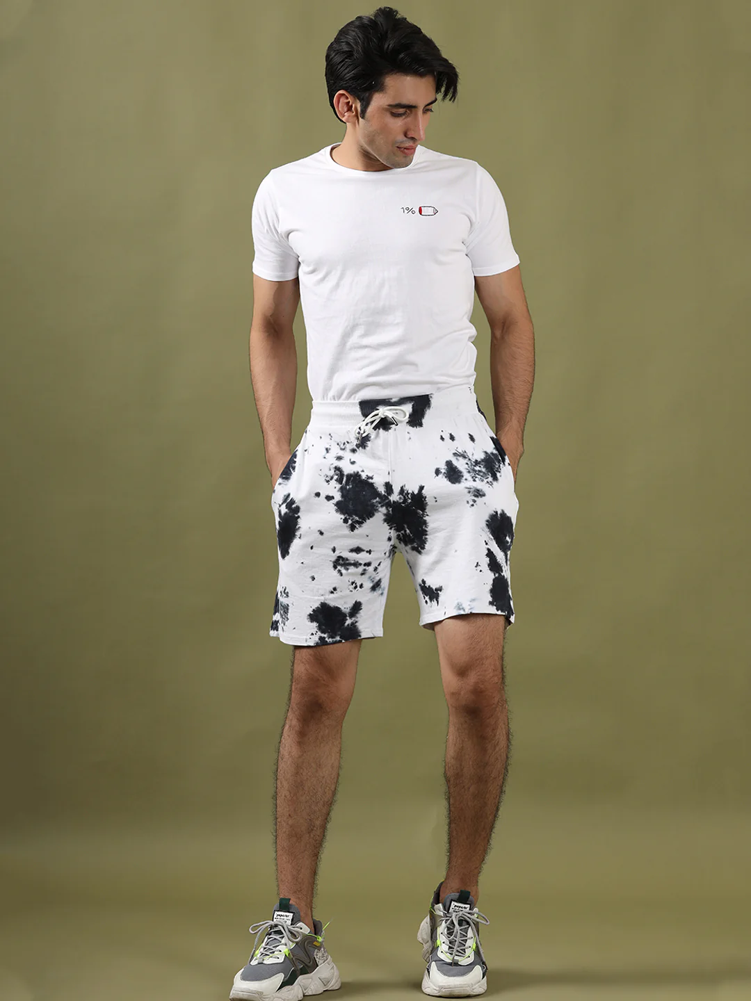 Smile Blue & White Tie Dye Shorts - Image 5