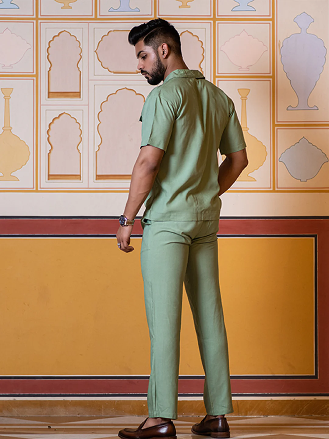 Olive Green Half Sleeves Modal Co-ord Set - Image 5