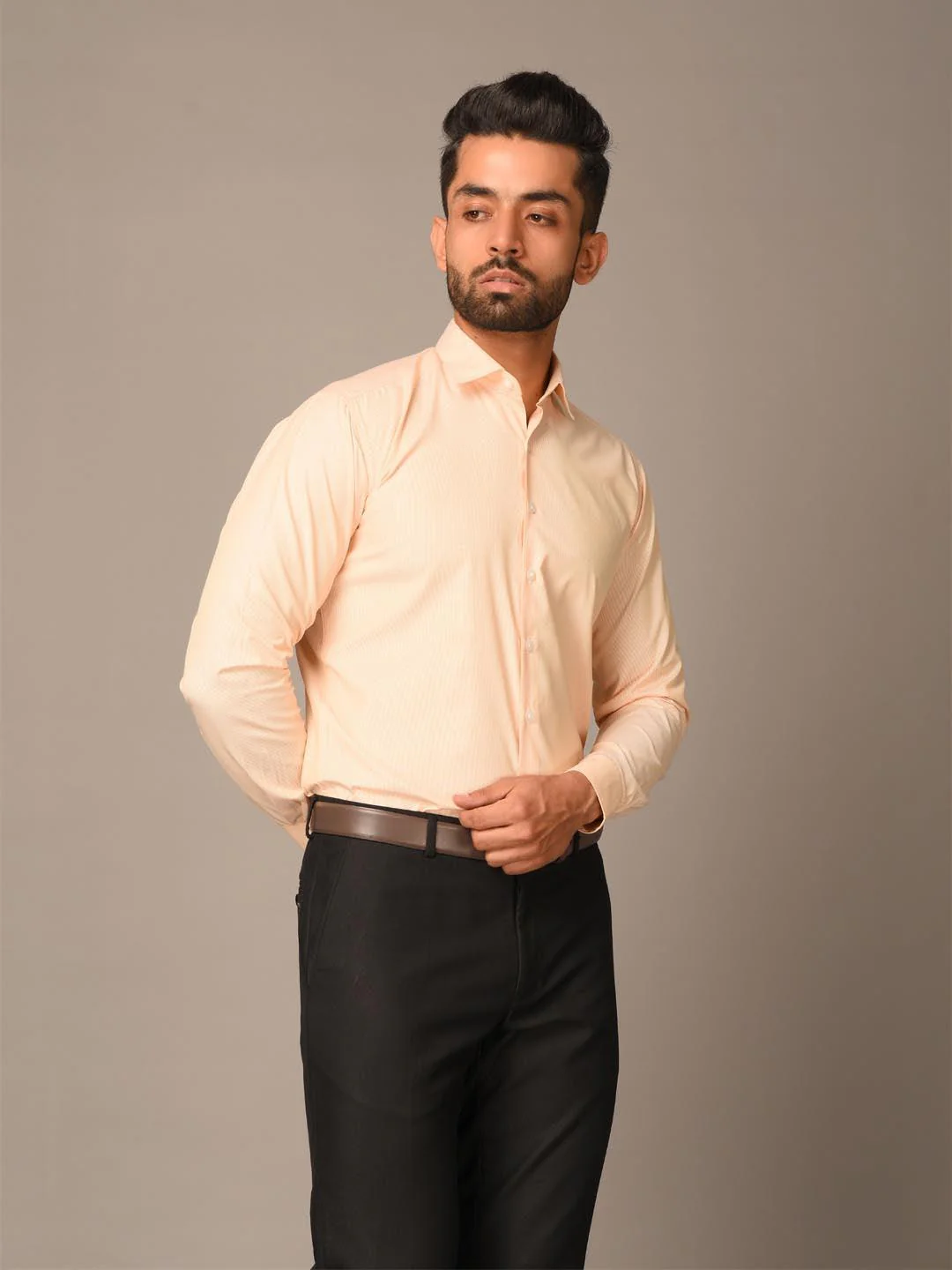 Peach Small Stripes Shirt - Image 3