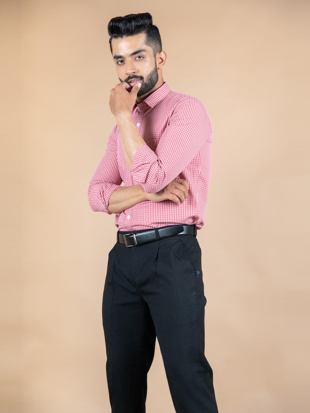 Pink Mini Checks Cotton Shirt - Image 3