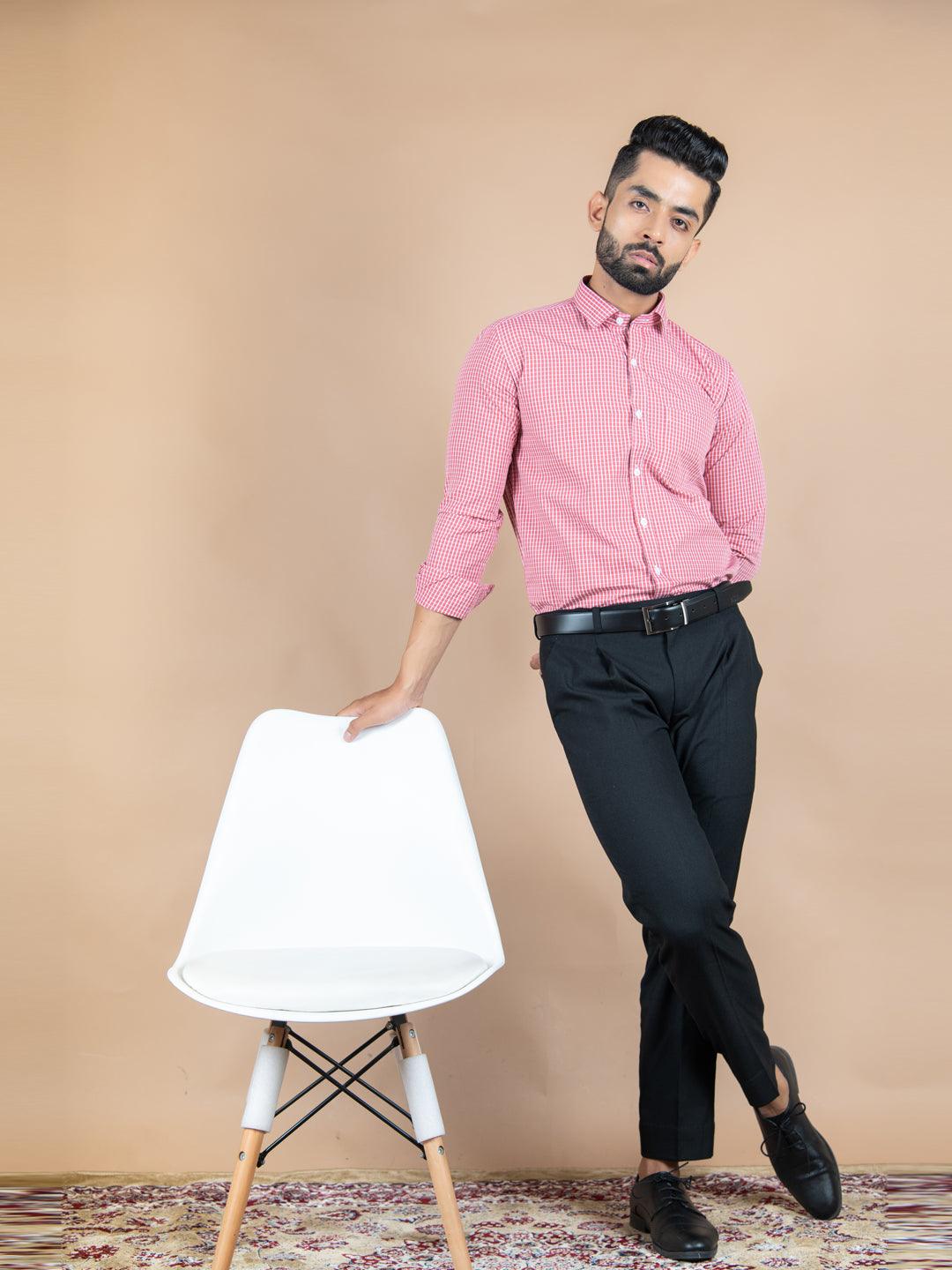 Pink Mini Checks Cotton Shirt - Image 5