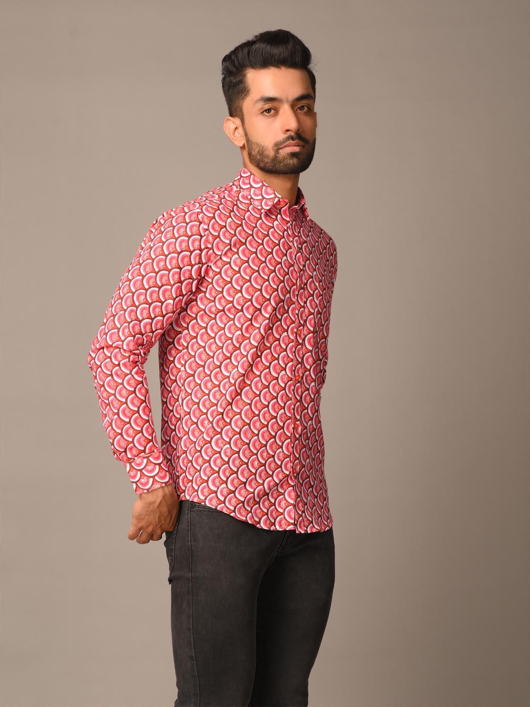 Pink Takeshi Printed Cotton Shirt - Image 3