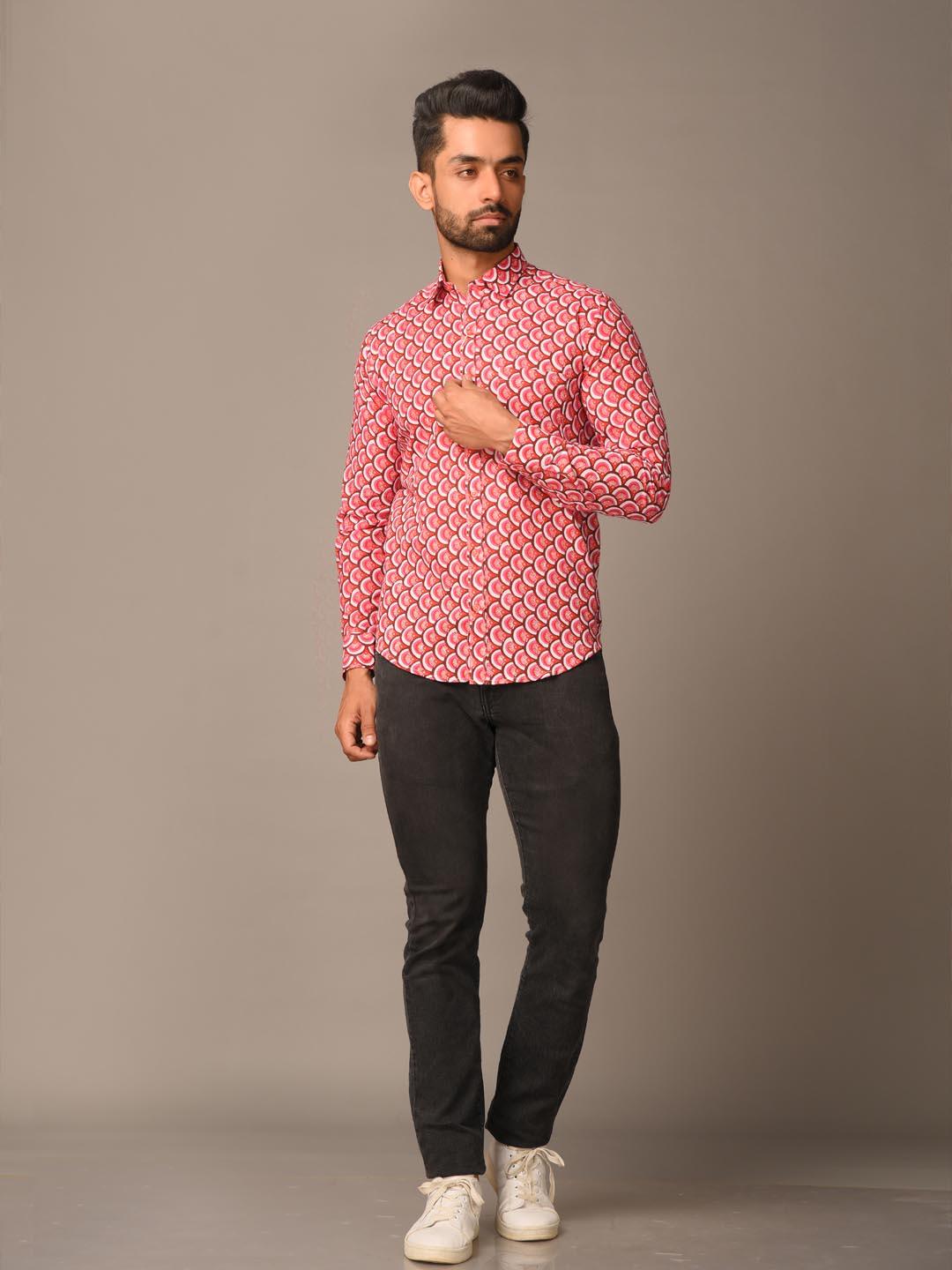Pink Takeshi Printed Cotton Shirt - Image 4