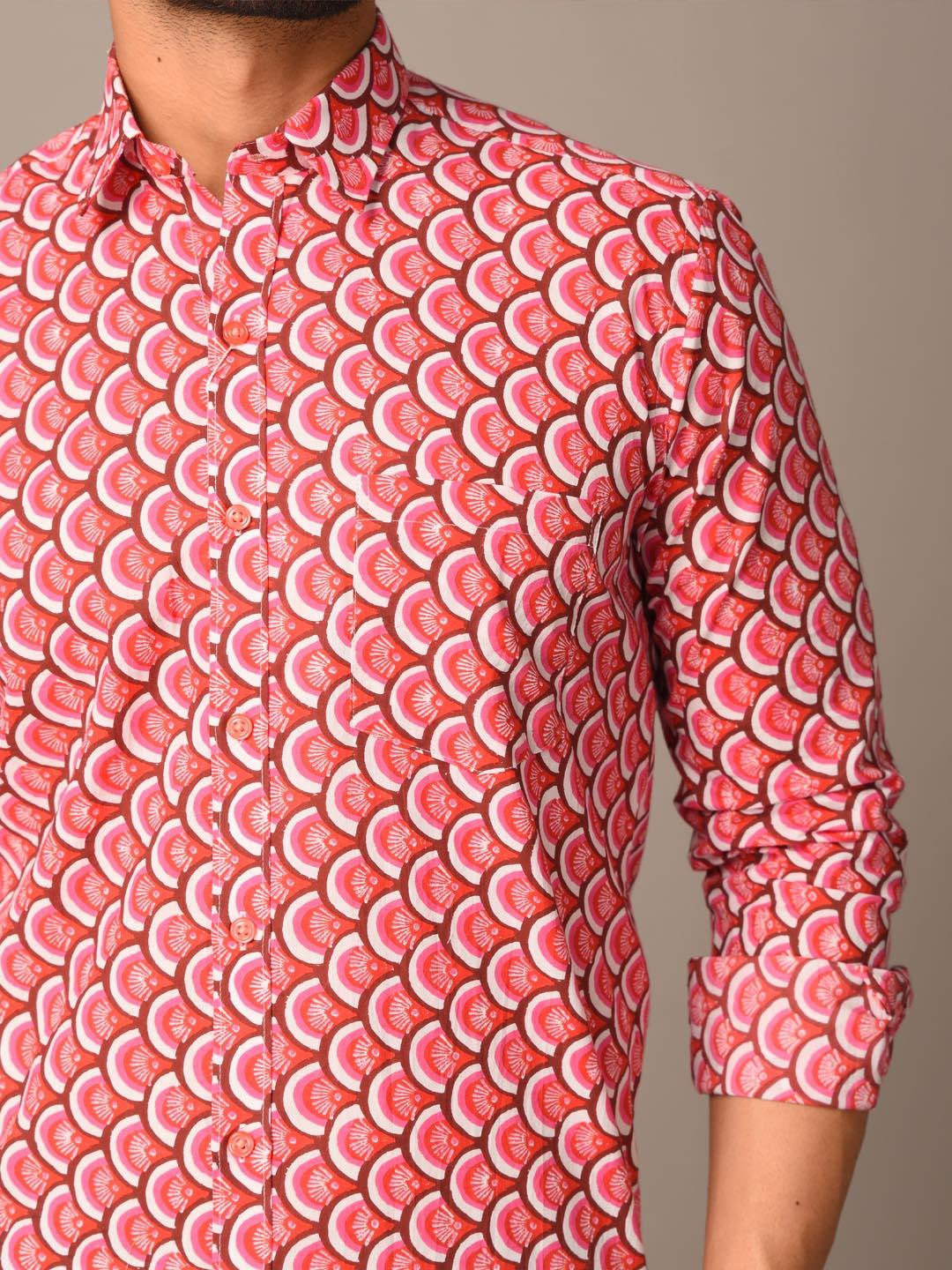 Pink Takeshi Printed Cotton Shirt - Image 5