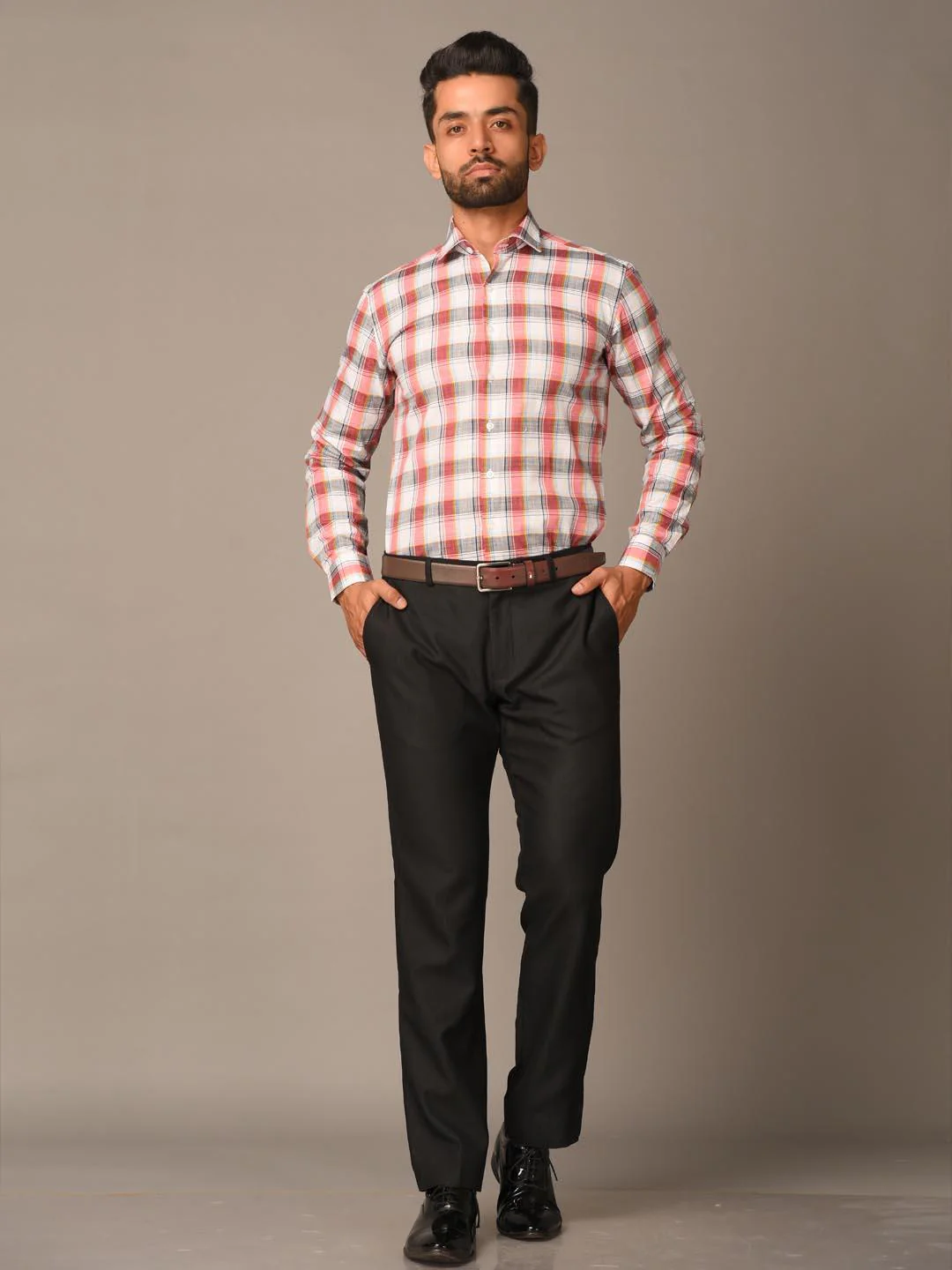 Red Block Checks Cotton Shirt - Image 4