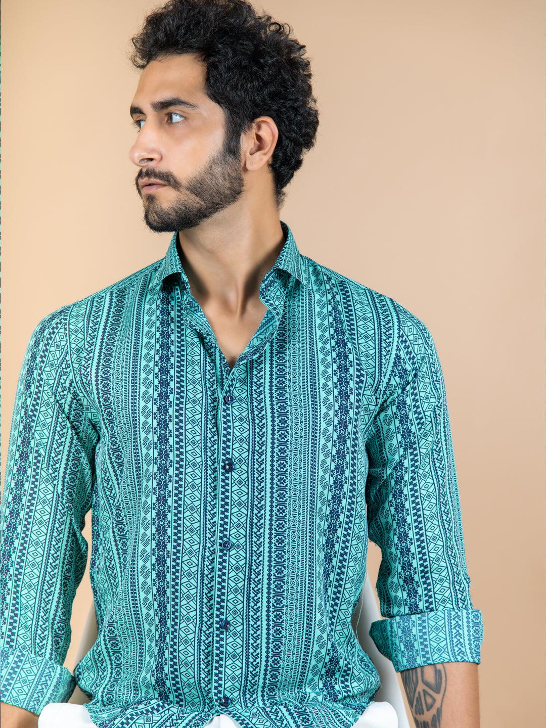 Tribal Crepe Printed Shirt For Men - Image 3