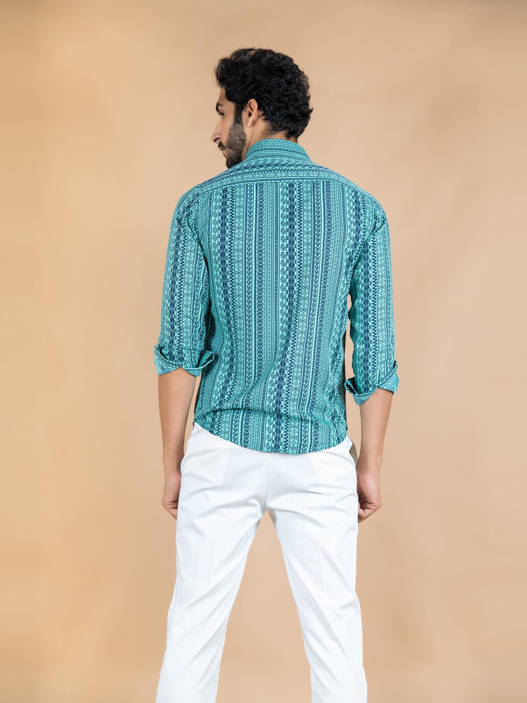 Tribal Crepe Printed Shirt For Men - Image 6