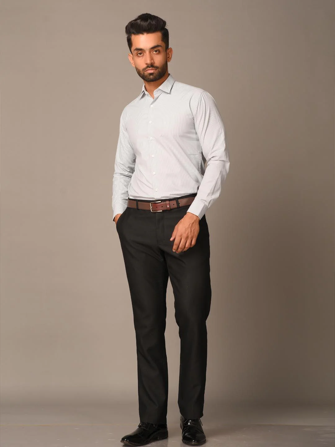 White and Grey Stripes Formal Shirt - Image 5