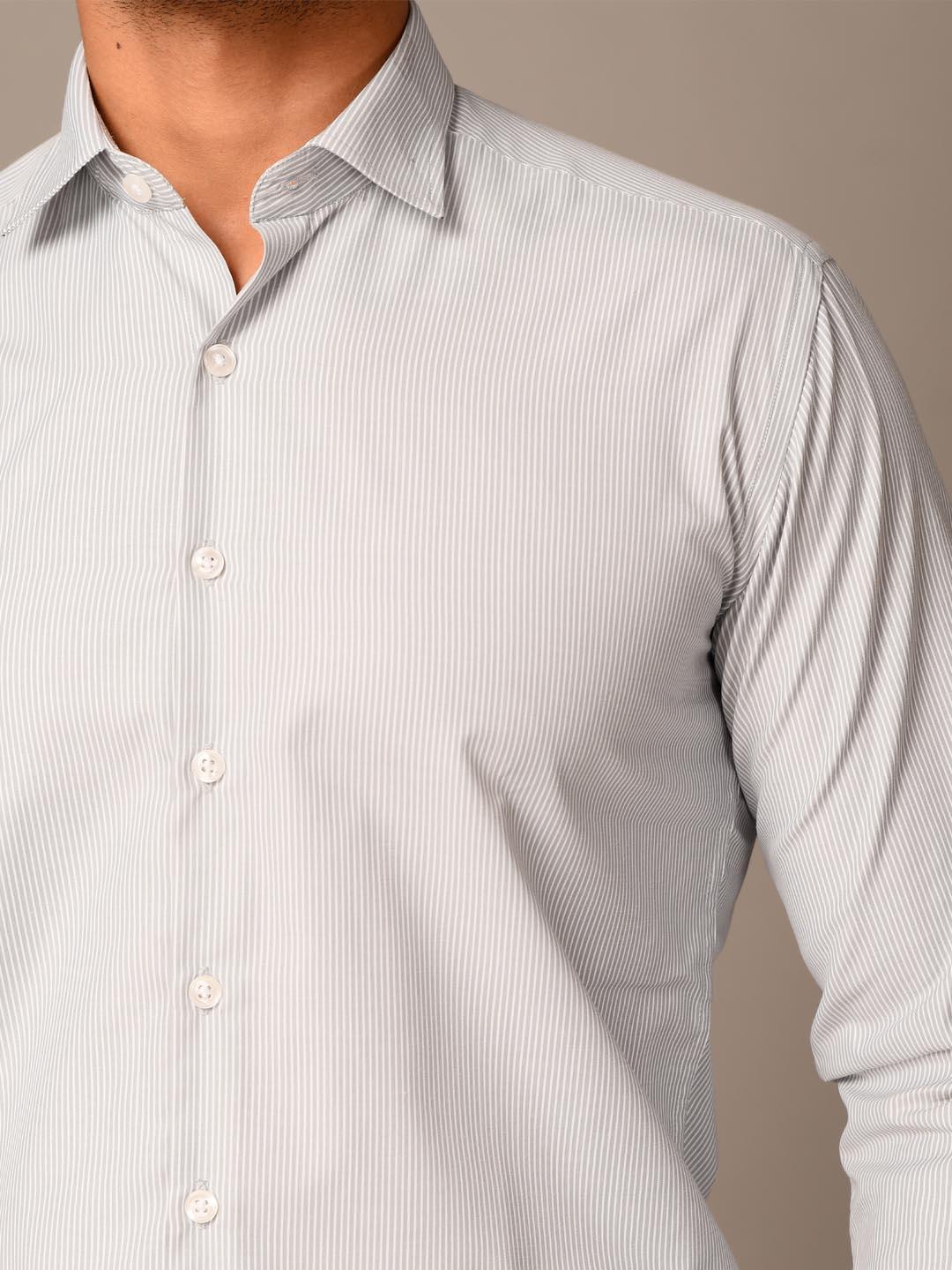 White and Grey Stripes Formal Shirt - Image 6