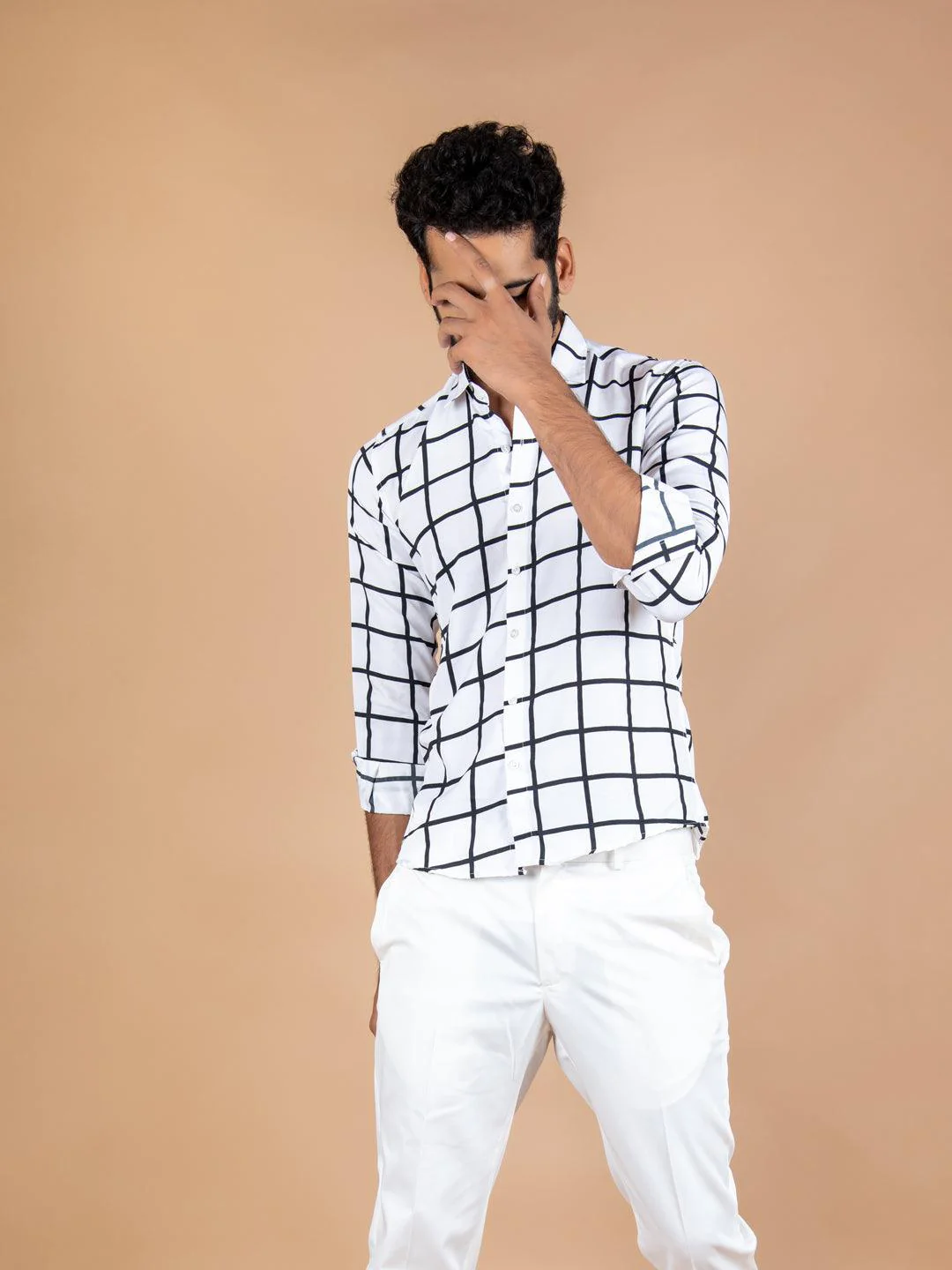 White Checks Full Sleeves Cotton Shirt - Image 3