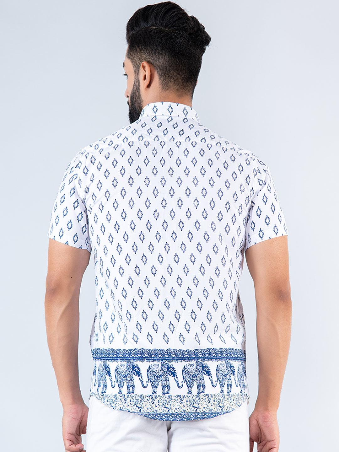 White Diamond Half Sleeves Crepe Printed Shirt - Image 4