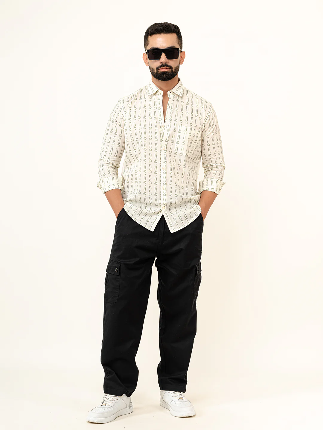 White Jaipuri Cotton Printed Shirt For Men - Image 4