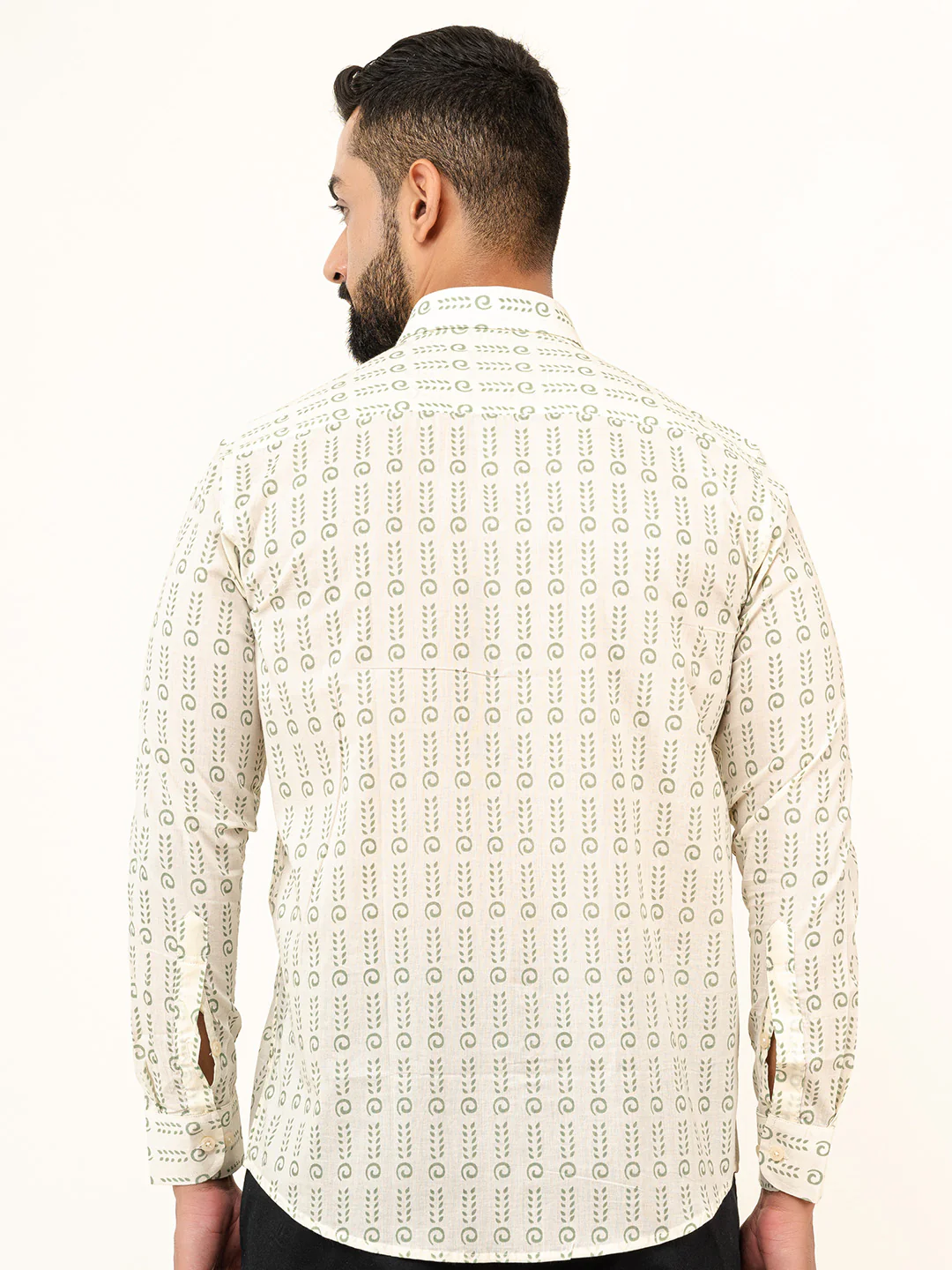White Jaipuri Cotton Printed Shirt For Men - Image 7