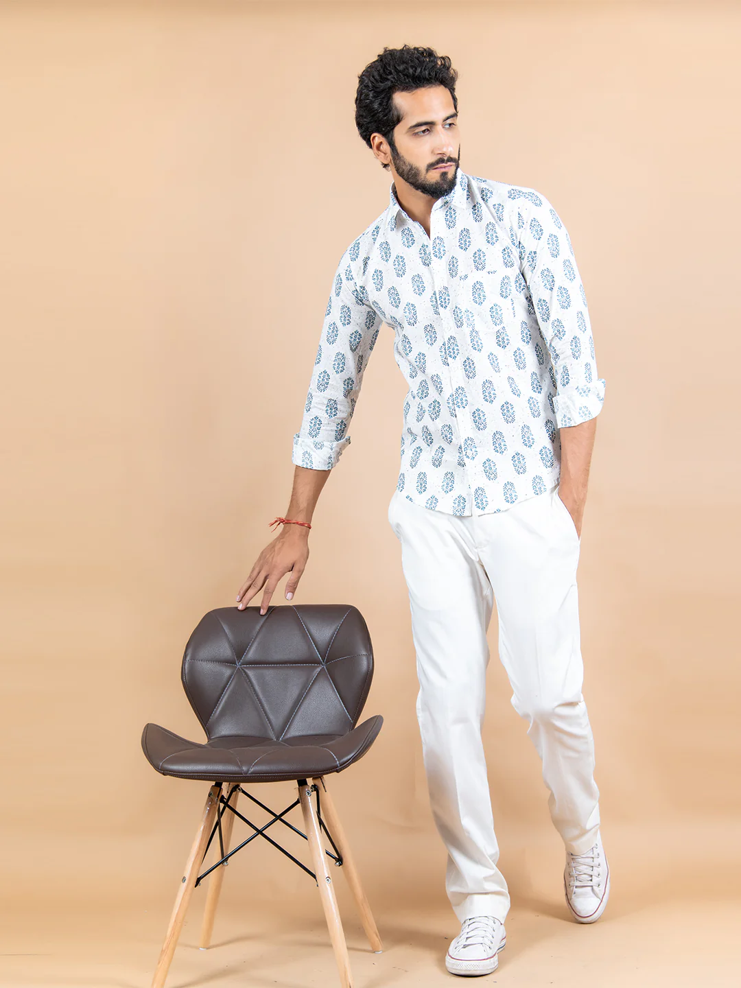 White Jaipuri Cotton Printed Shirt - Image 6