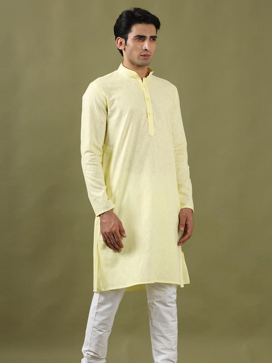 Yellow Linen Kurta - Image 3