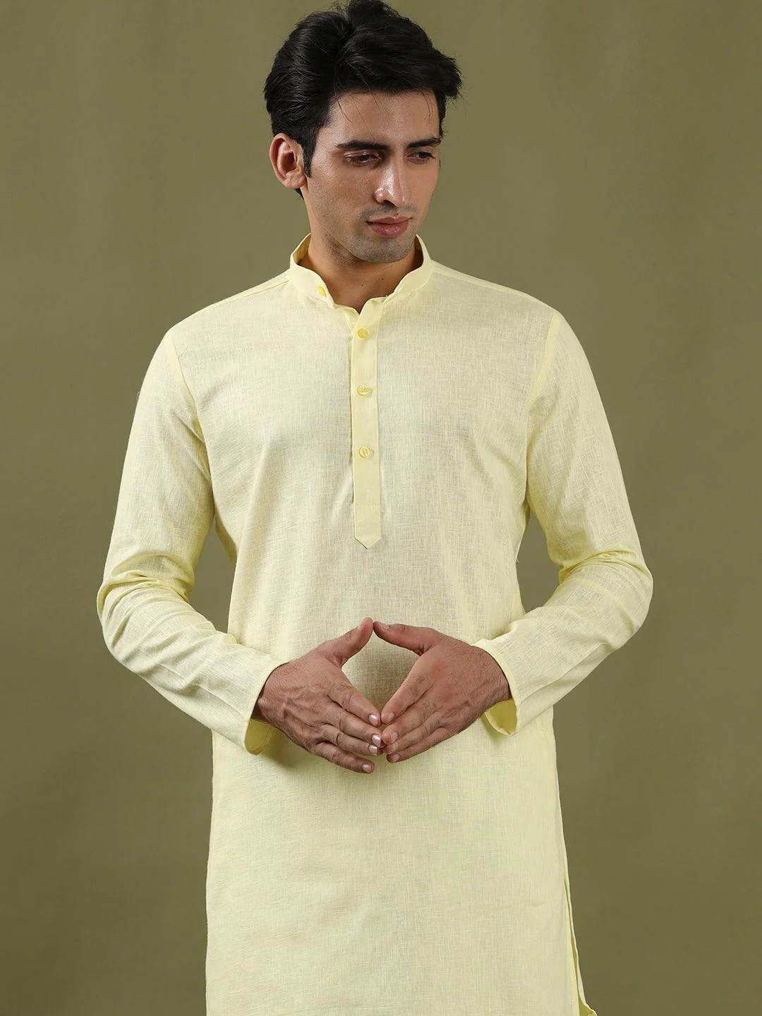 Yellow Linen Kurta - Image 5