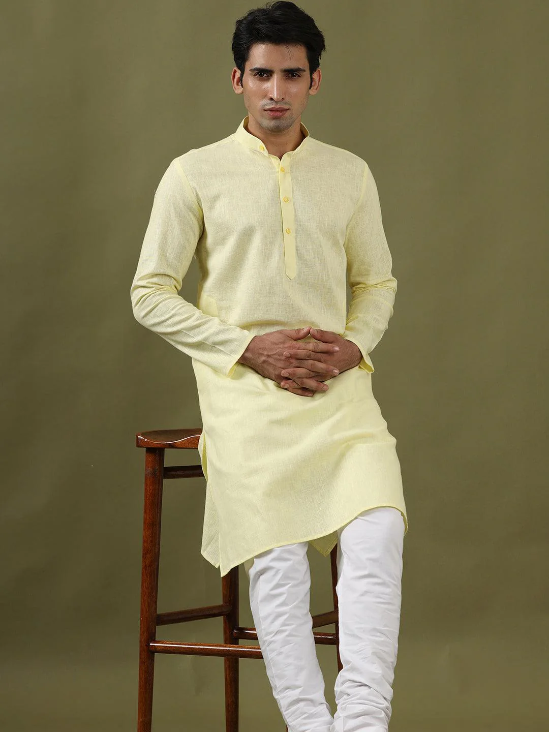 Yellow Linen Kurta - Image 6