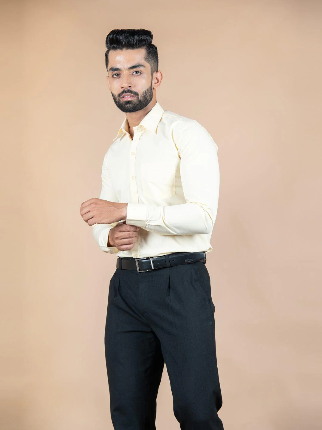 Yellow Micro Checks Cotton Shirt - Image 3