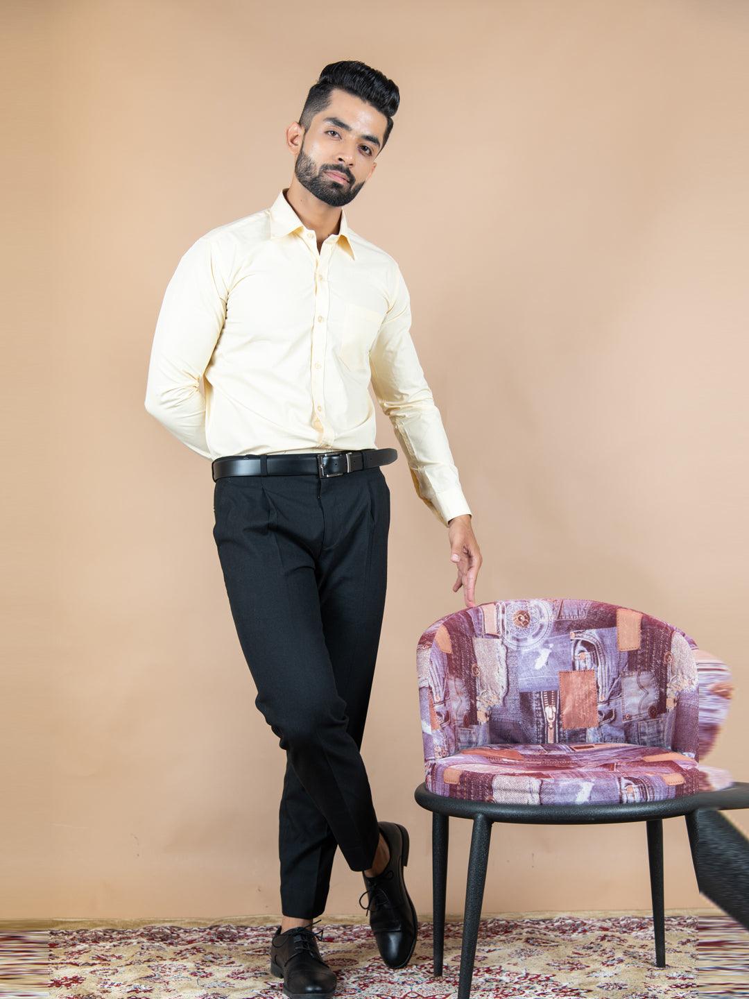 Yellow Micro Checks Cotton Shirt - Image 5