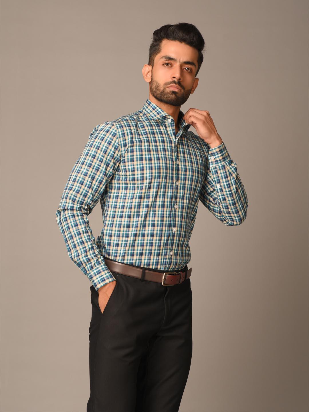 Yellow Small Checks Cotton Shirt - Image 3