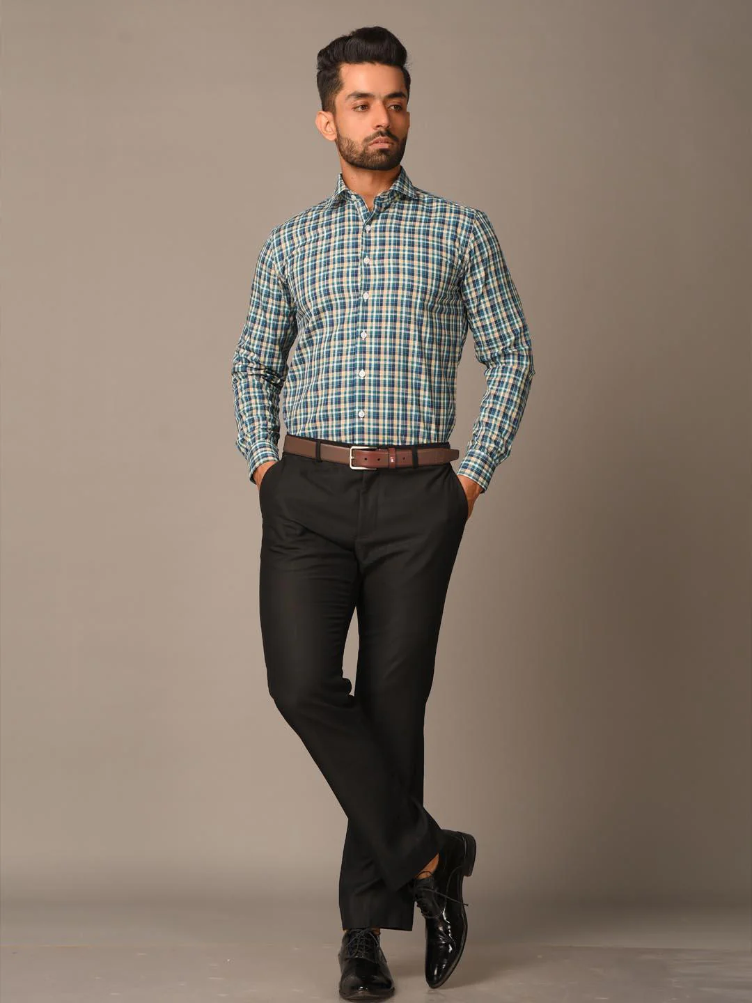 Yellow Small Checks Cotton Shirt - Image 4