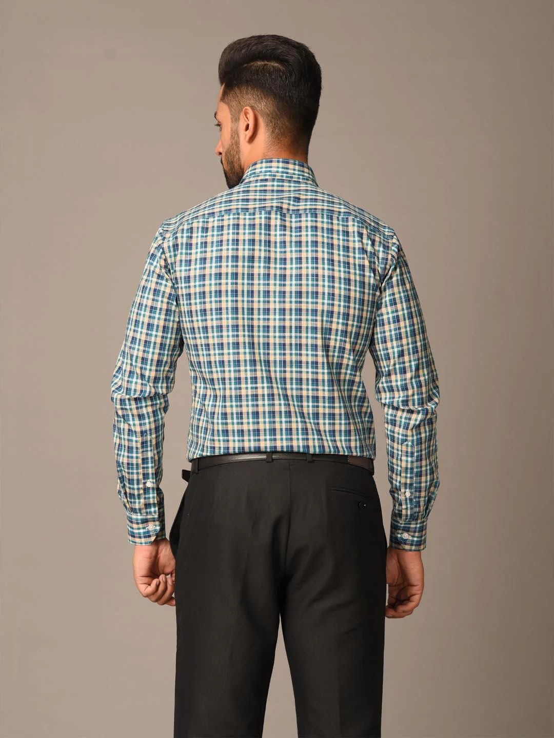 Yellow Small Checks Cotton Shirt - Image 6